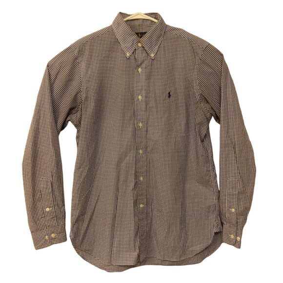 Ralph Lauren dress shirt mens M Medium 15.5 34-35 blue checker plaid button - Picture 1 of 8